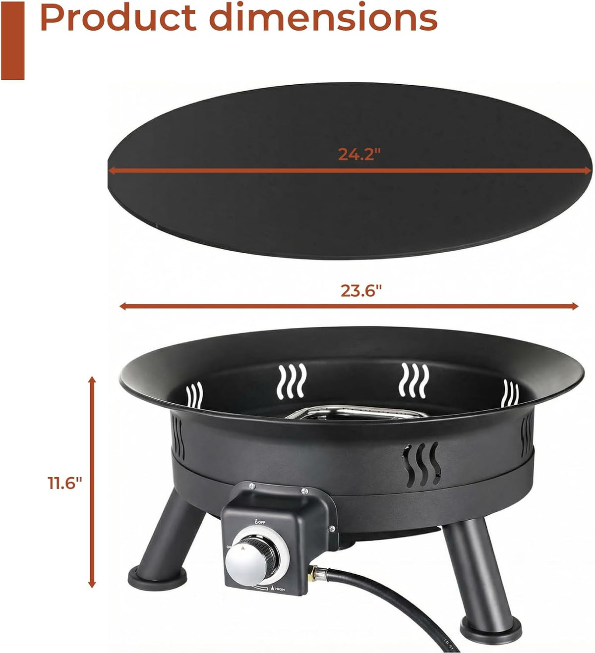 24" Portable Propane Fire Pit