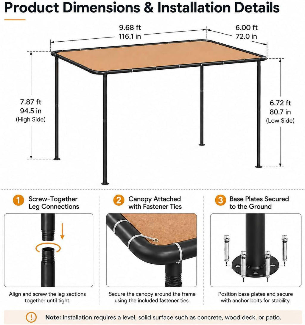 10'x6' Lean to Canopy Pergola