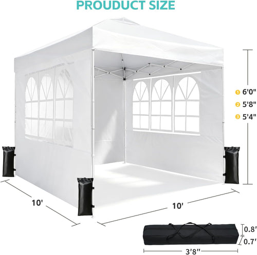 10'x10' White One Push Pop Up Canopy Tent