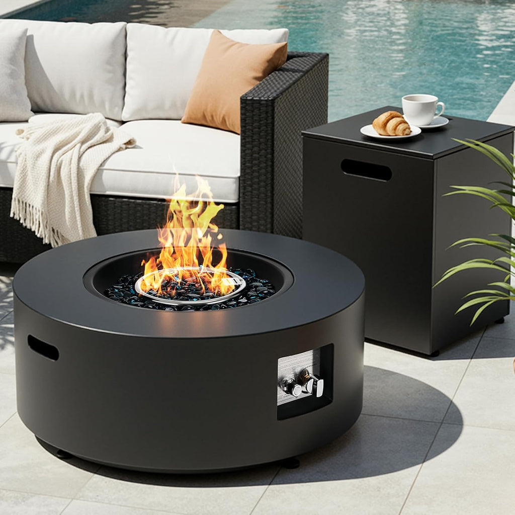 30" Round Propane Fire Pit Set