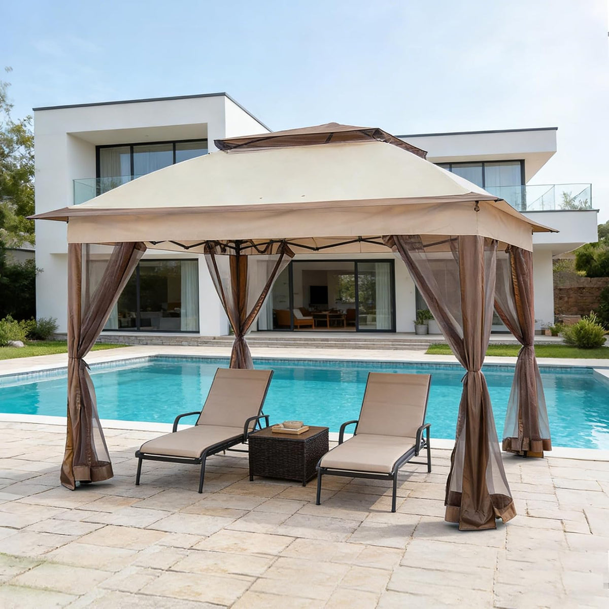 11'x11' Beige Pop Up Gazebo