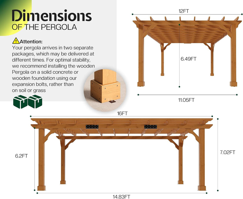 12x16 Cedar Wood Pergola