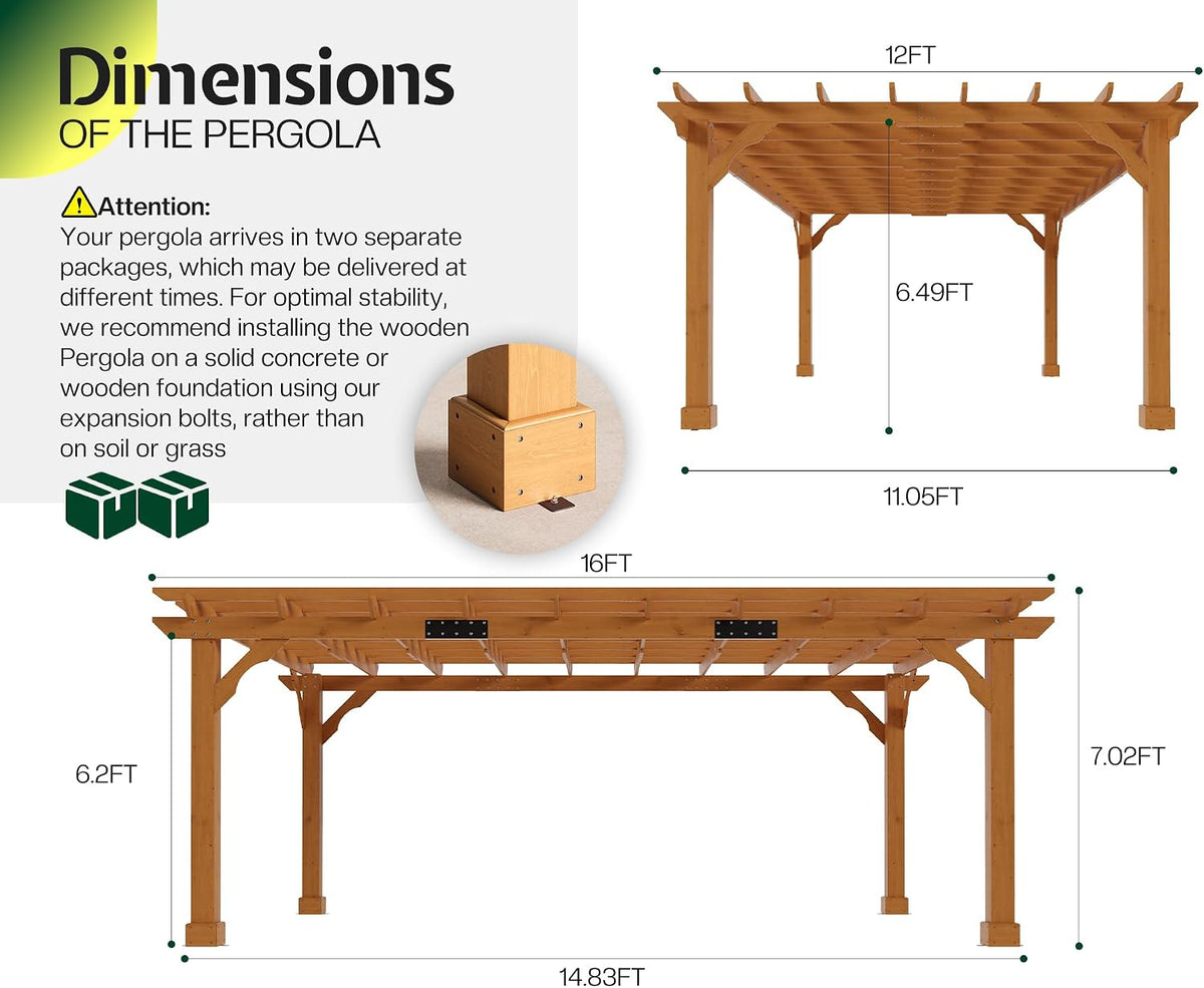 12x16 Cedar Wood Pergola