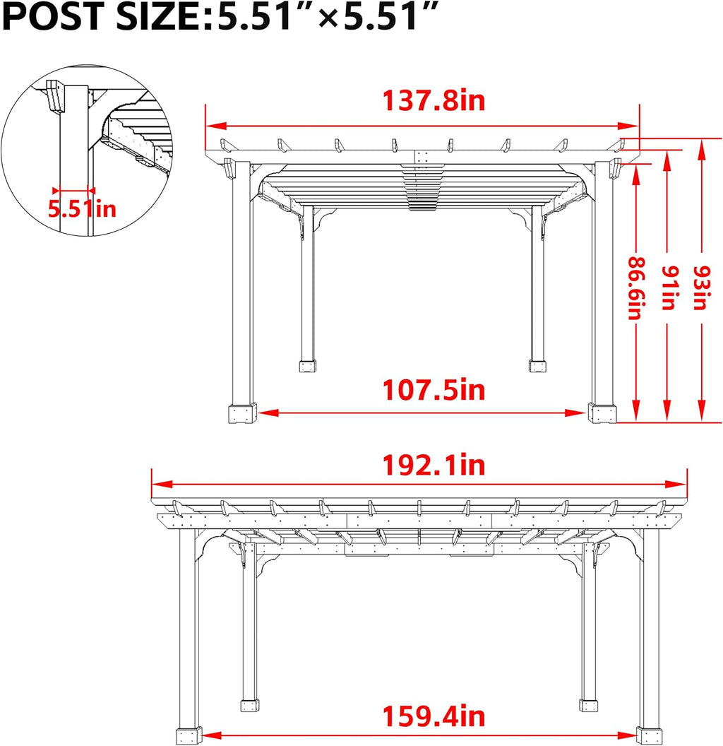 12x16 Cedar Wood Pergola