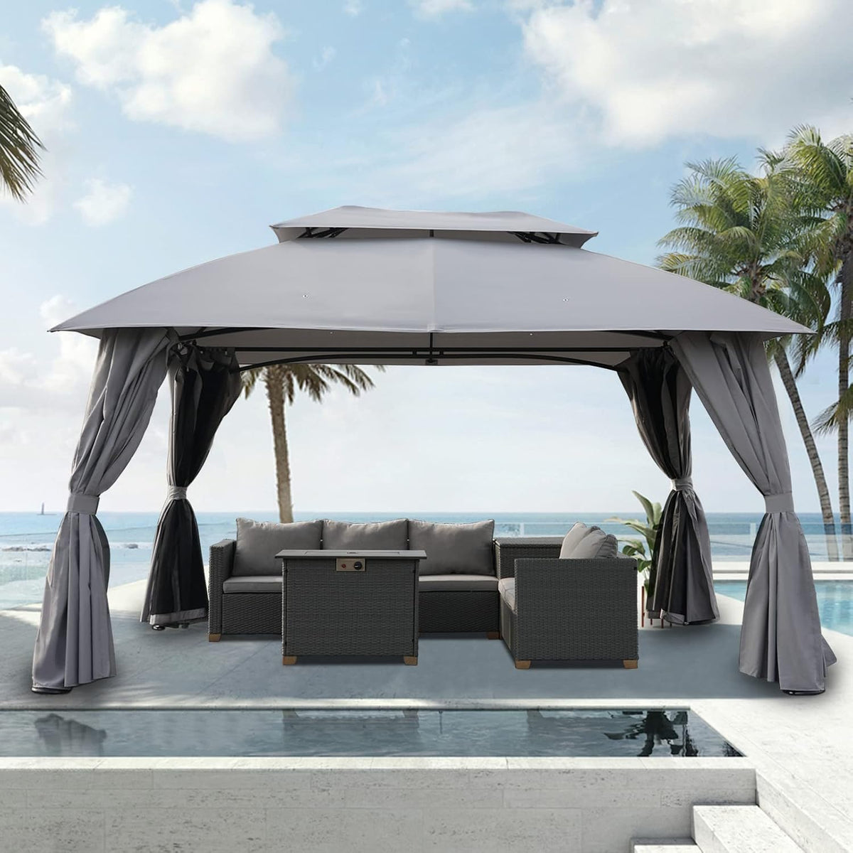 10'x13' Double Top Outdoor Gazebo