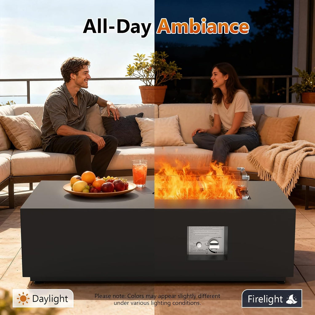 2-Piece 42" Rectangular Propane Fire Pit Table