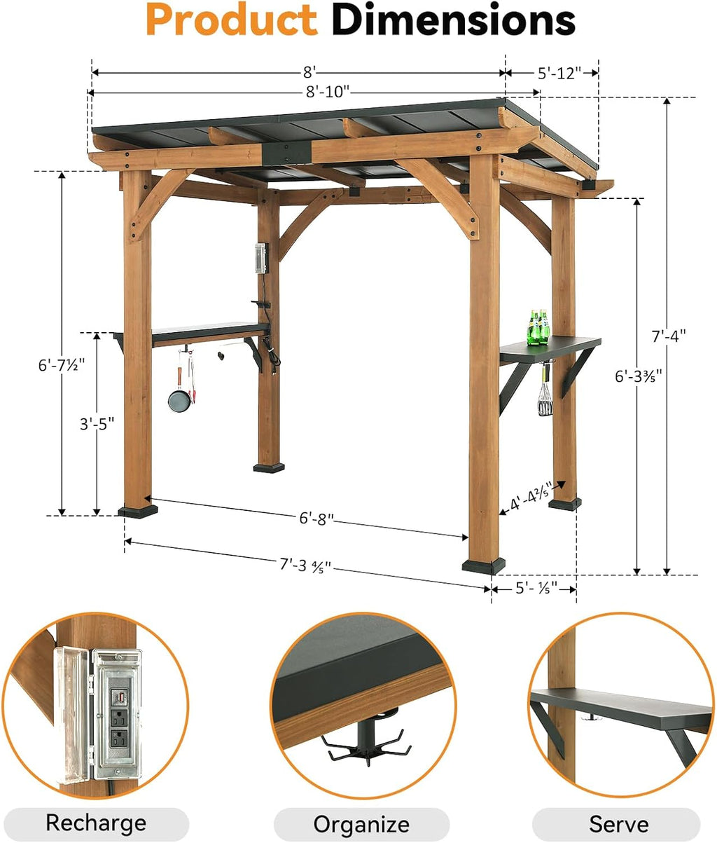 Modern Shade 6x8 Wood Grill Gazebo