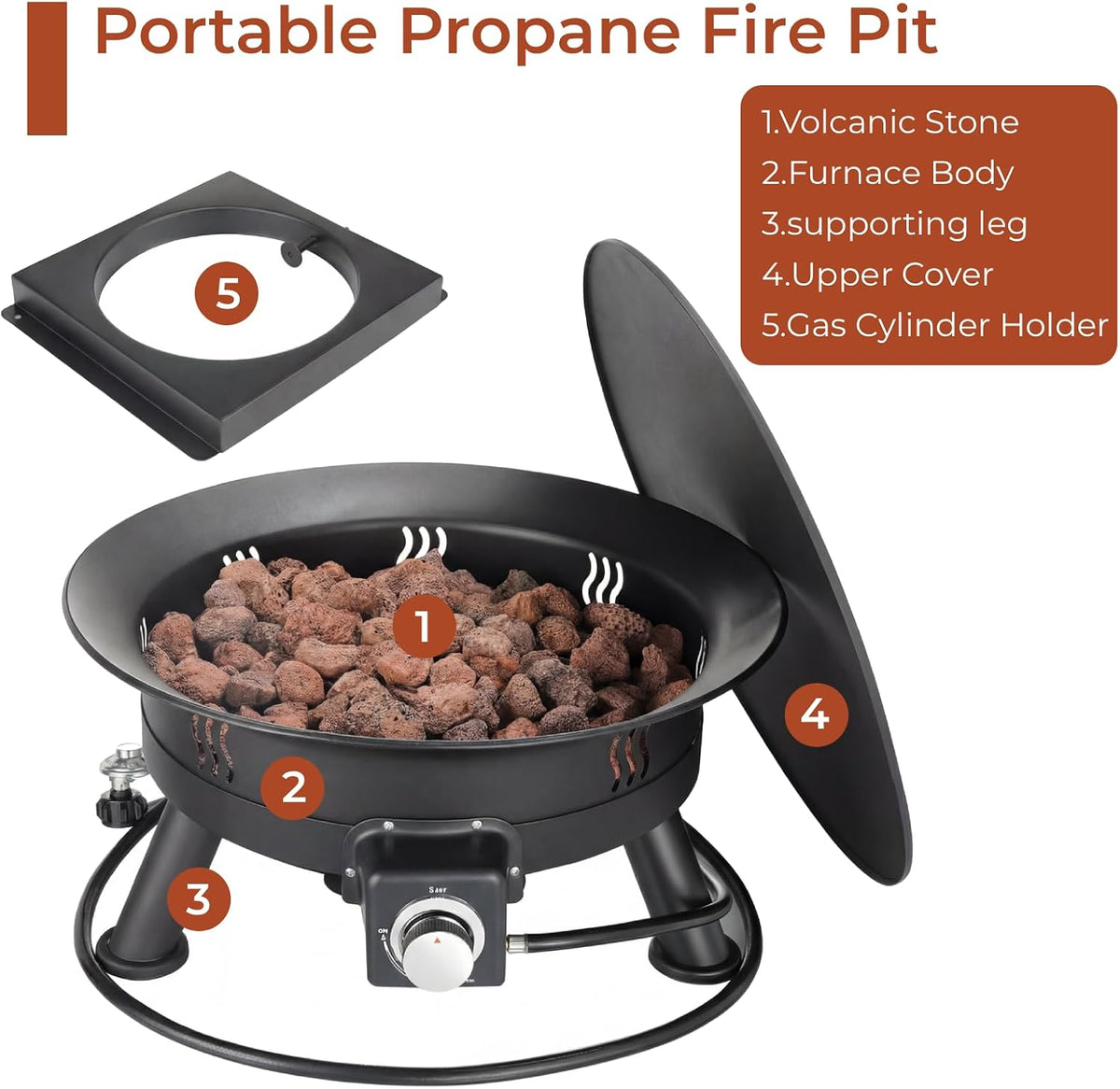 24" Portable Propane Fire Pit