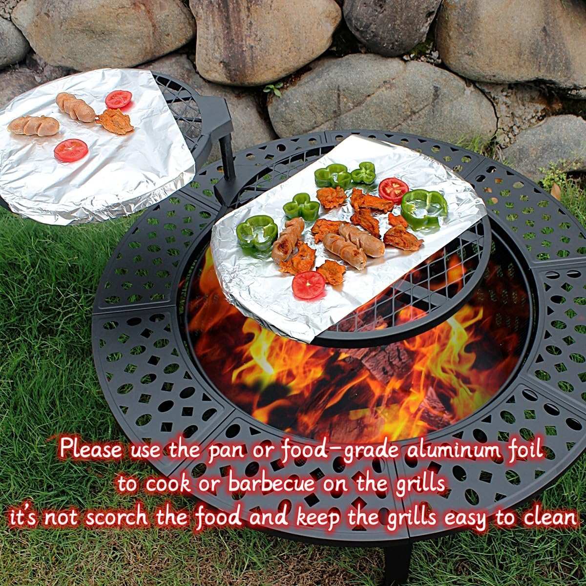 36" Wood Burning Fire Pit with 2 Grills