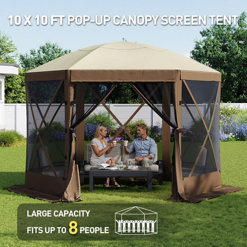 10'x10' Brown Pop Up Screen Gazebo