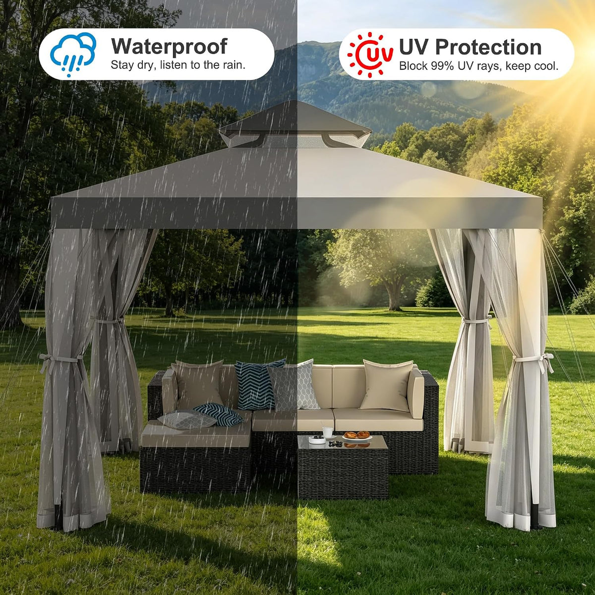 10'x10' Gray Gazebo Canopy Tent