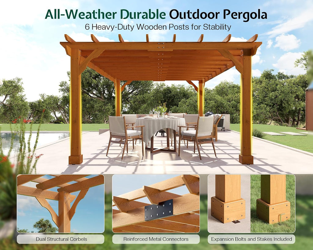 12x16 Cedar Wood Pergola