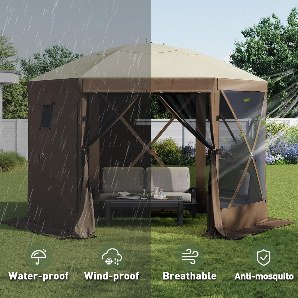 10'x10' Brown Pop Up Screen Gazebo