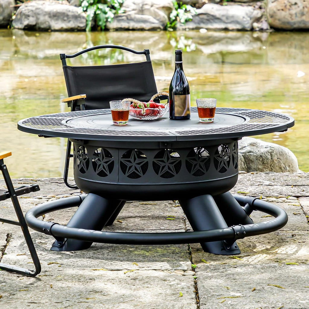 47" Large Fire Pit with 2 Grills