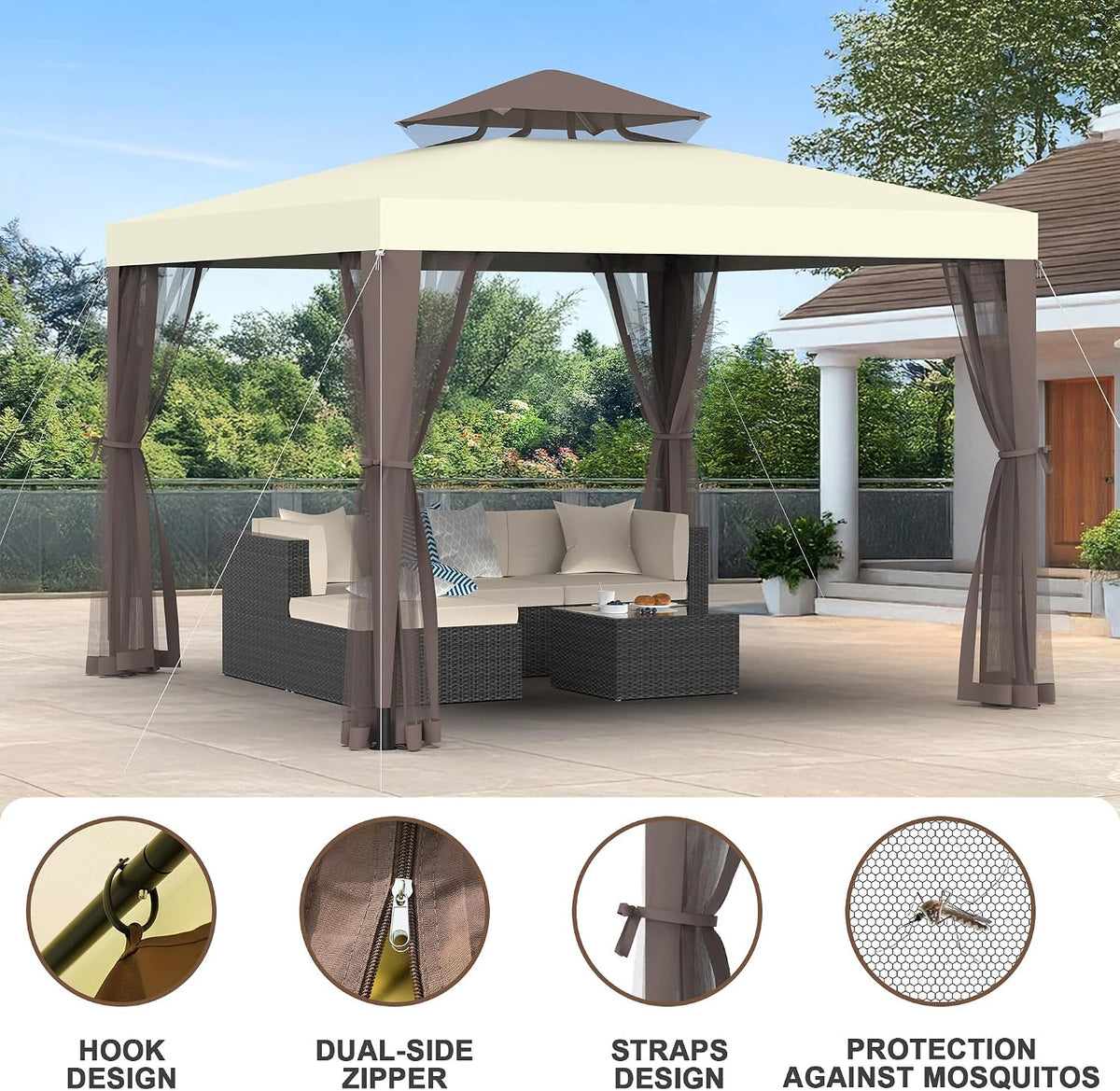 10'x10' White Gazebo Canopy Tent