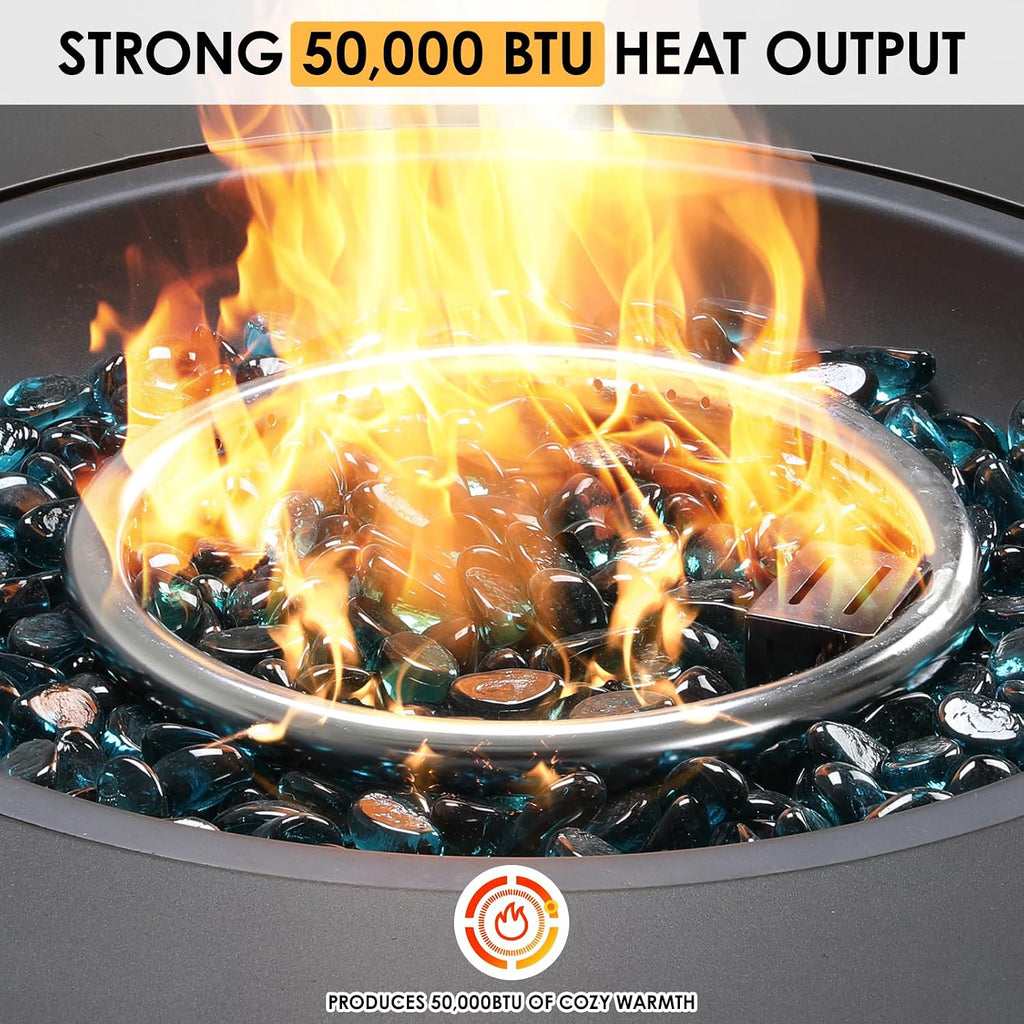 30" Round Propane Fire Pit Set