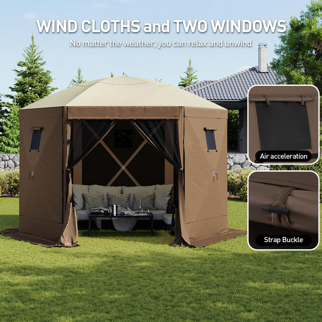 10'x10' Brown Pop Up Screen Gazebo