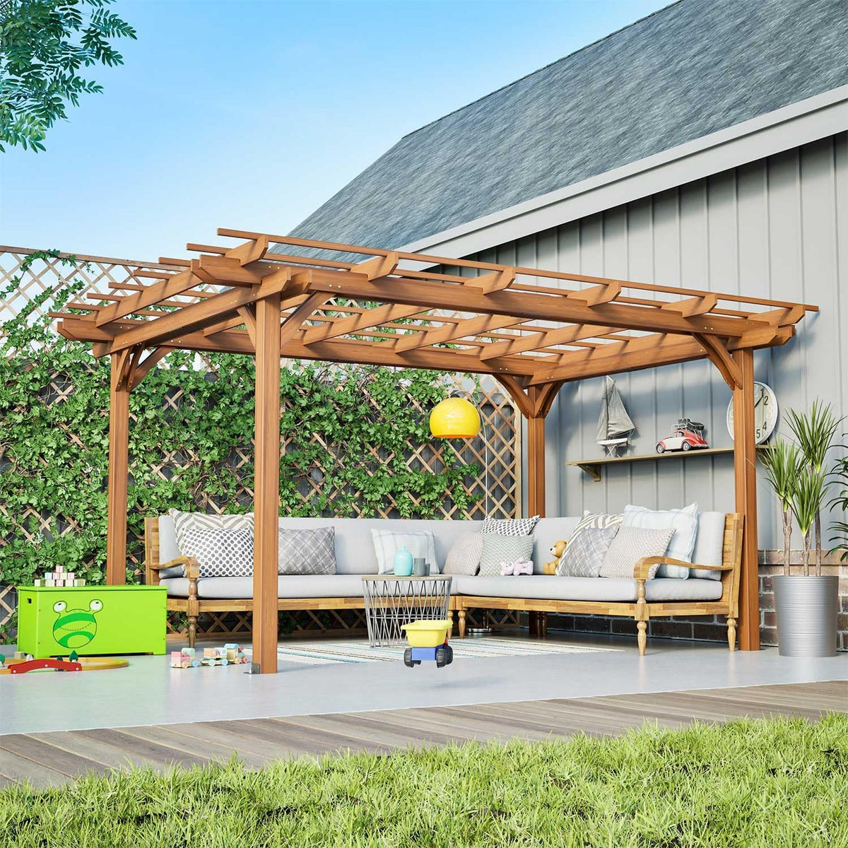 12x10 FT Wood Patio Pergola