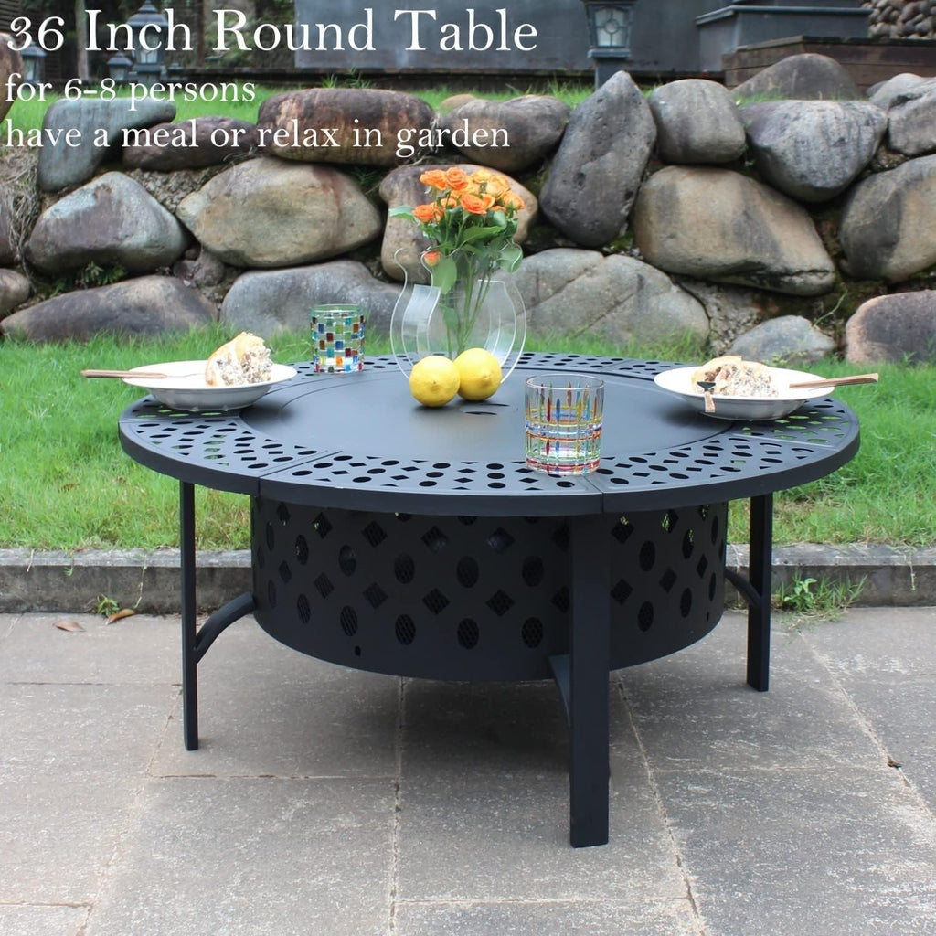 36" Wood Burning Fire Pit with 2 Grills