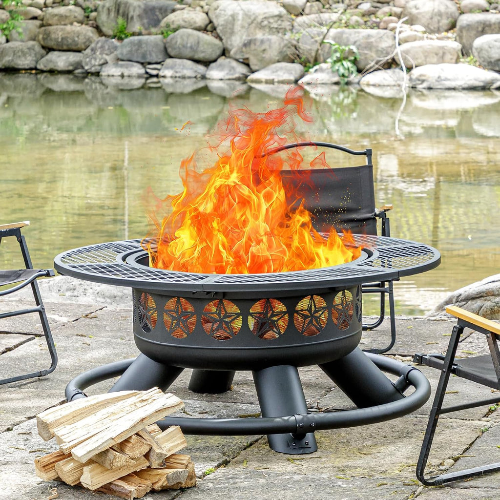 47" Large Fire Pit with 2 Grills