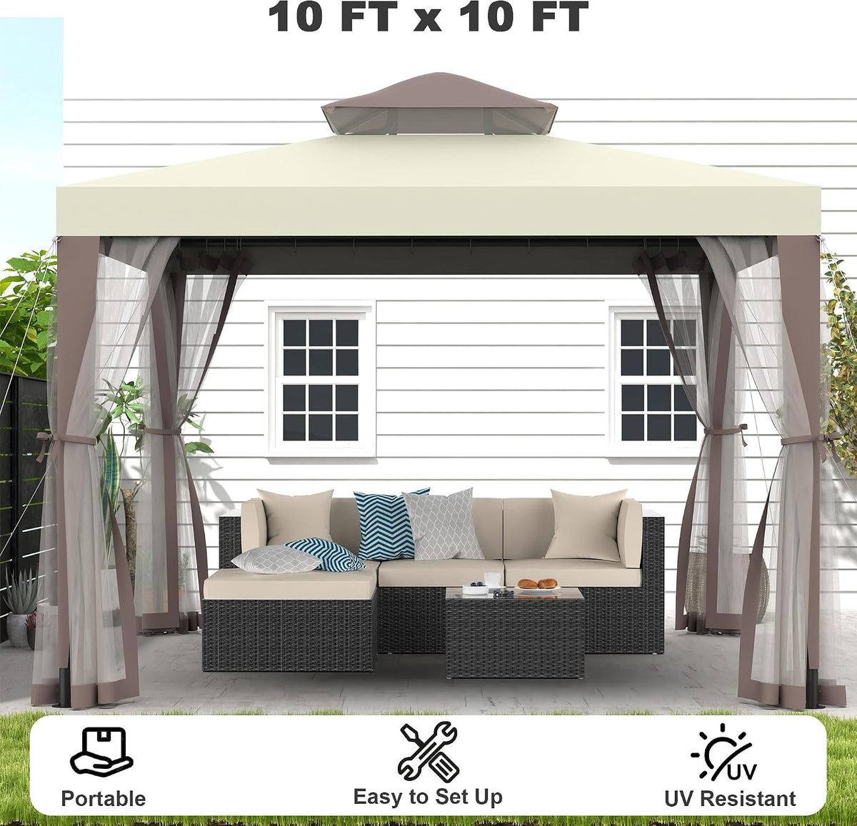 10'x10' White Gazebo Canopy Tent