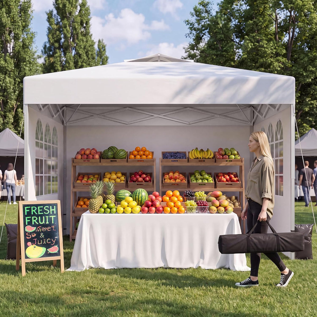 10'x10' White One Push Pop Up Canopy Tent