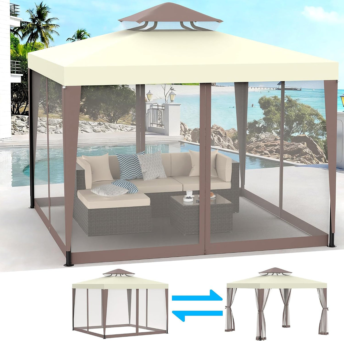 10'x10' White Gazebo Canopy Tent