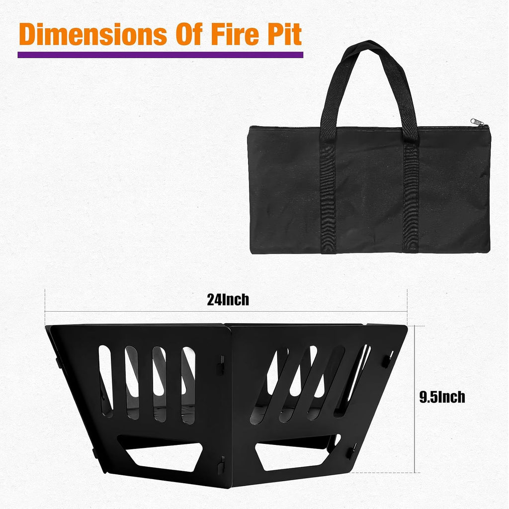 24-Inch Portable Fire Pit with Carry Bag|