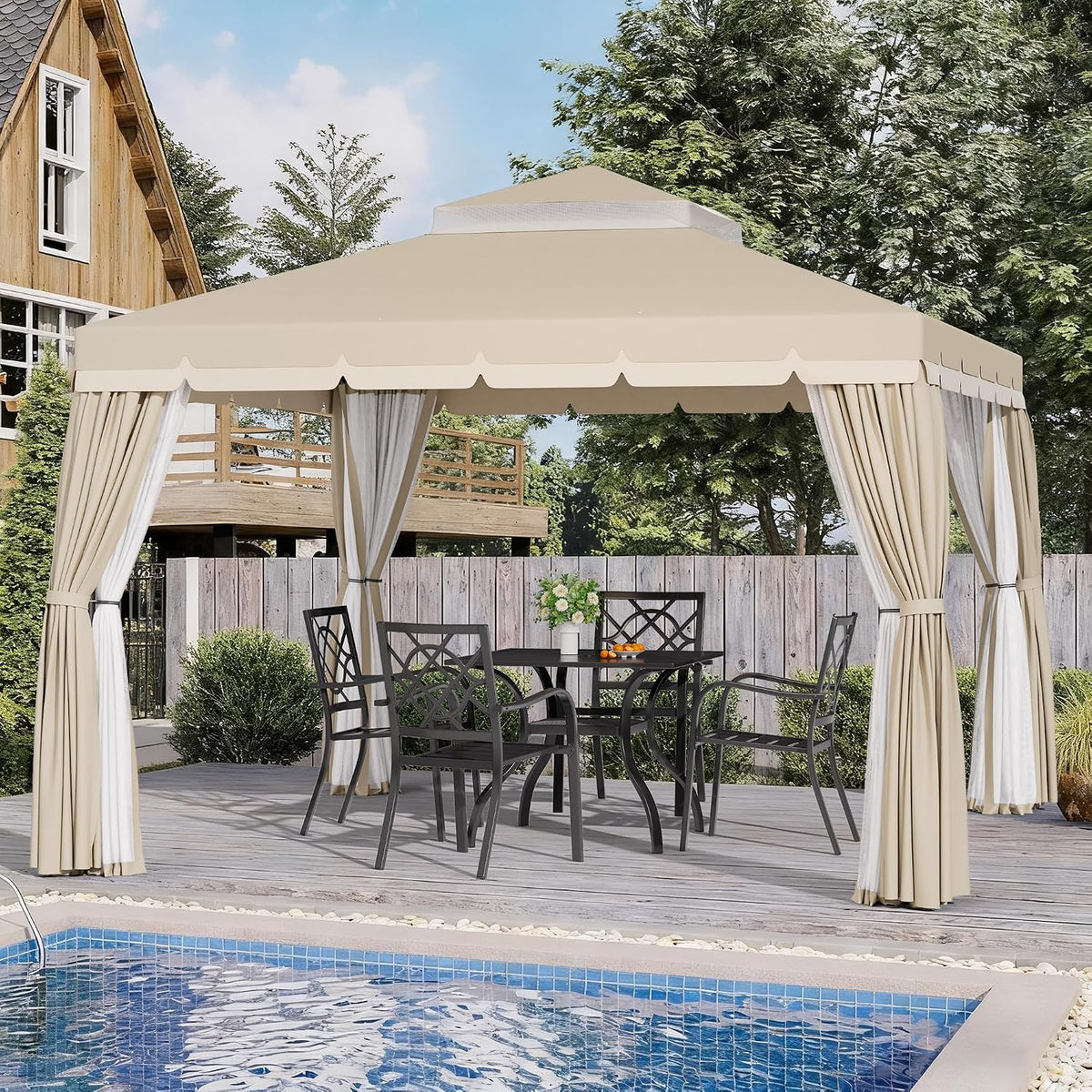 10'x10' Beige Outdoor Gazebo