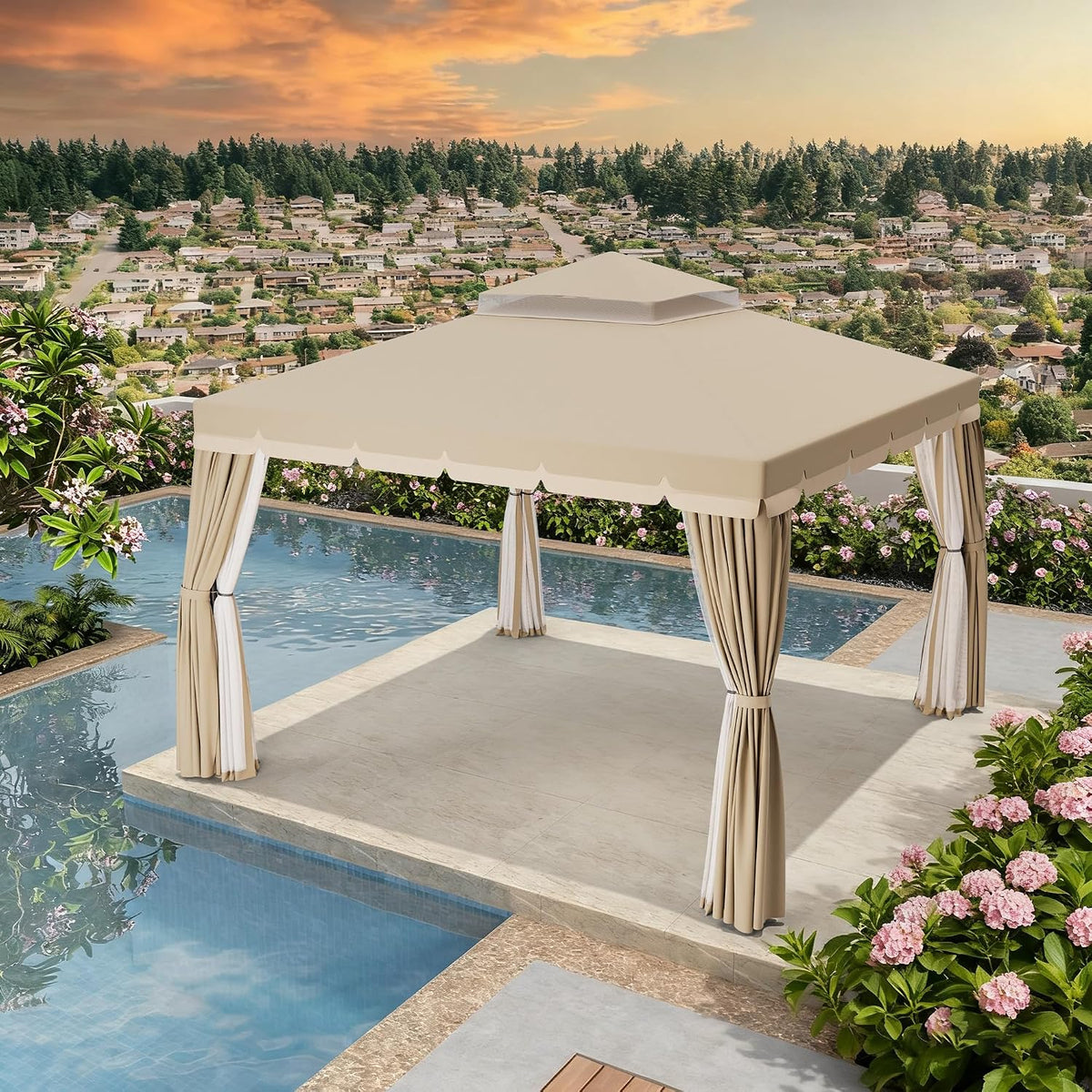 10'x10' Beige Outdoor Gazebo