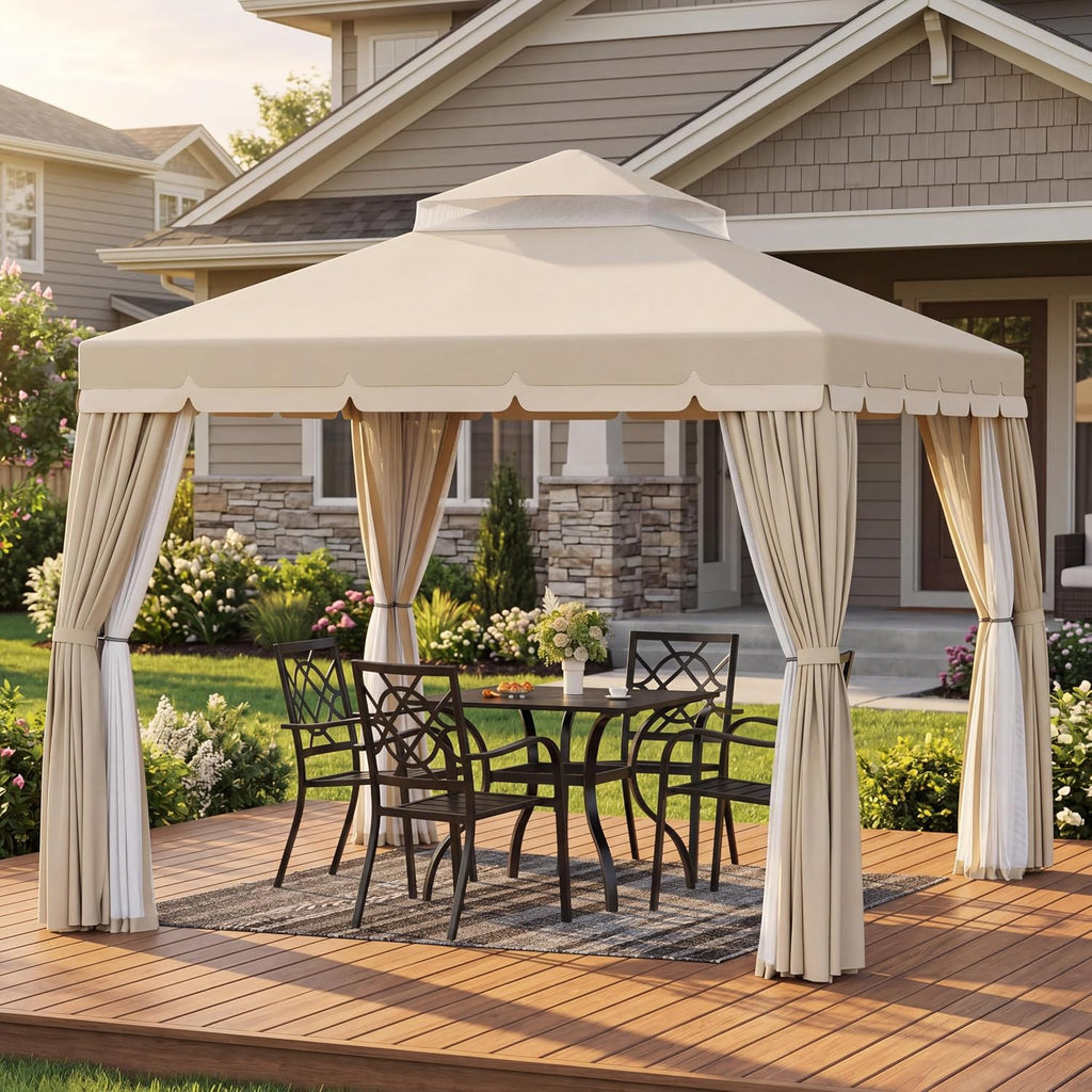 10'x10' Beige Outdoor Gazebo