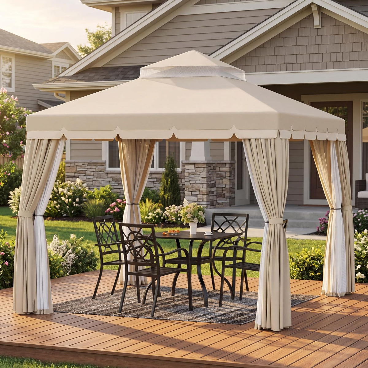 10'x10' Beige Outdoor Gazebo