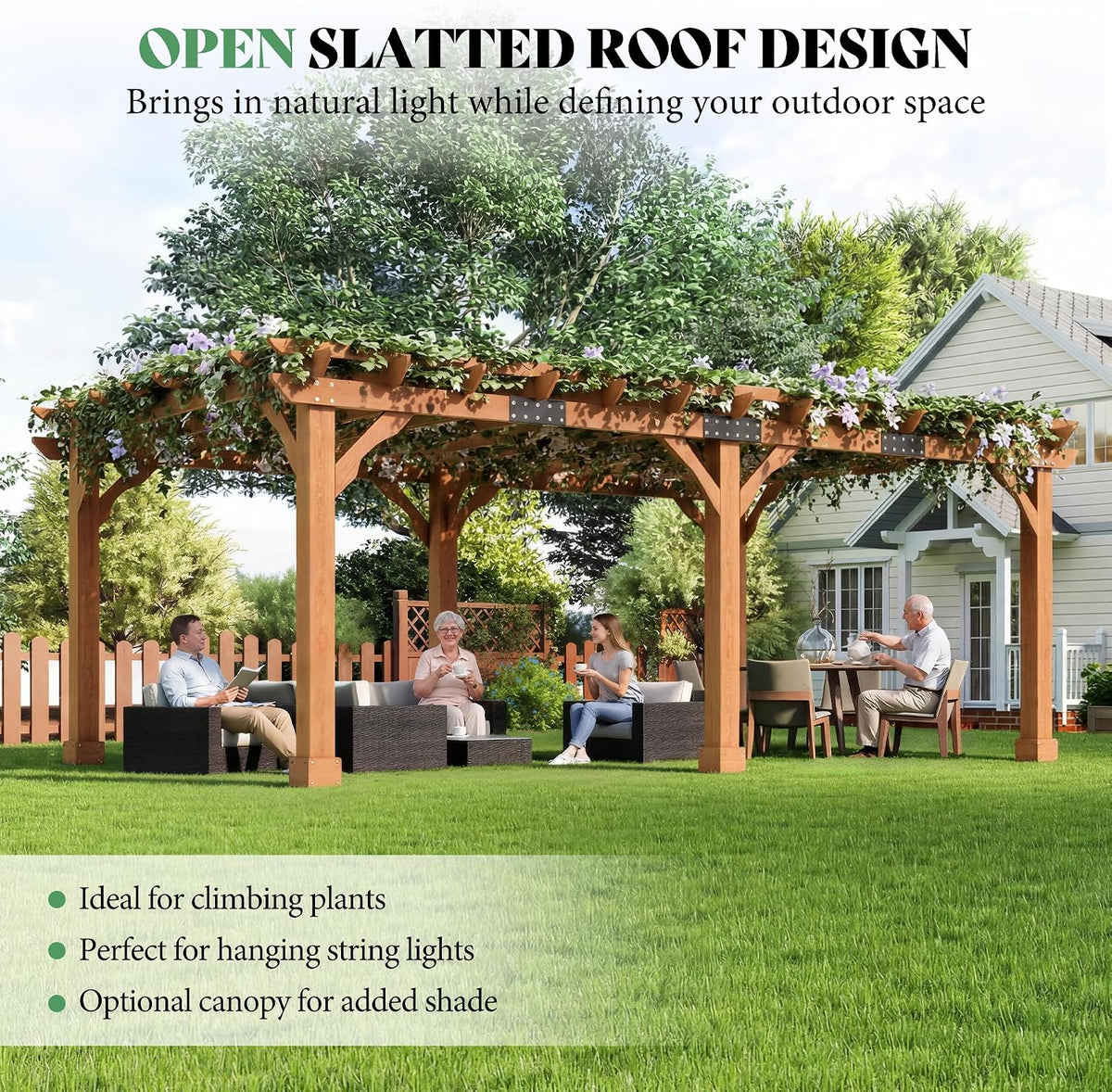 12x20FT Cedar Wood Pergola