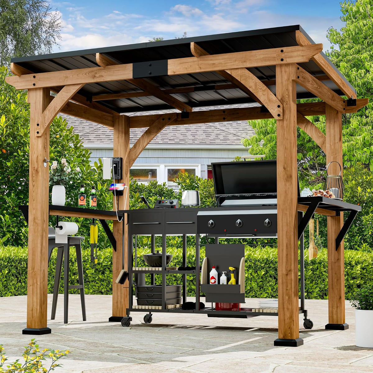 Modern Shade 6x8 Wood Grill Gazebo