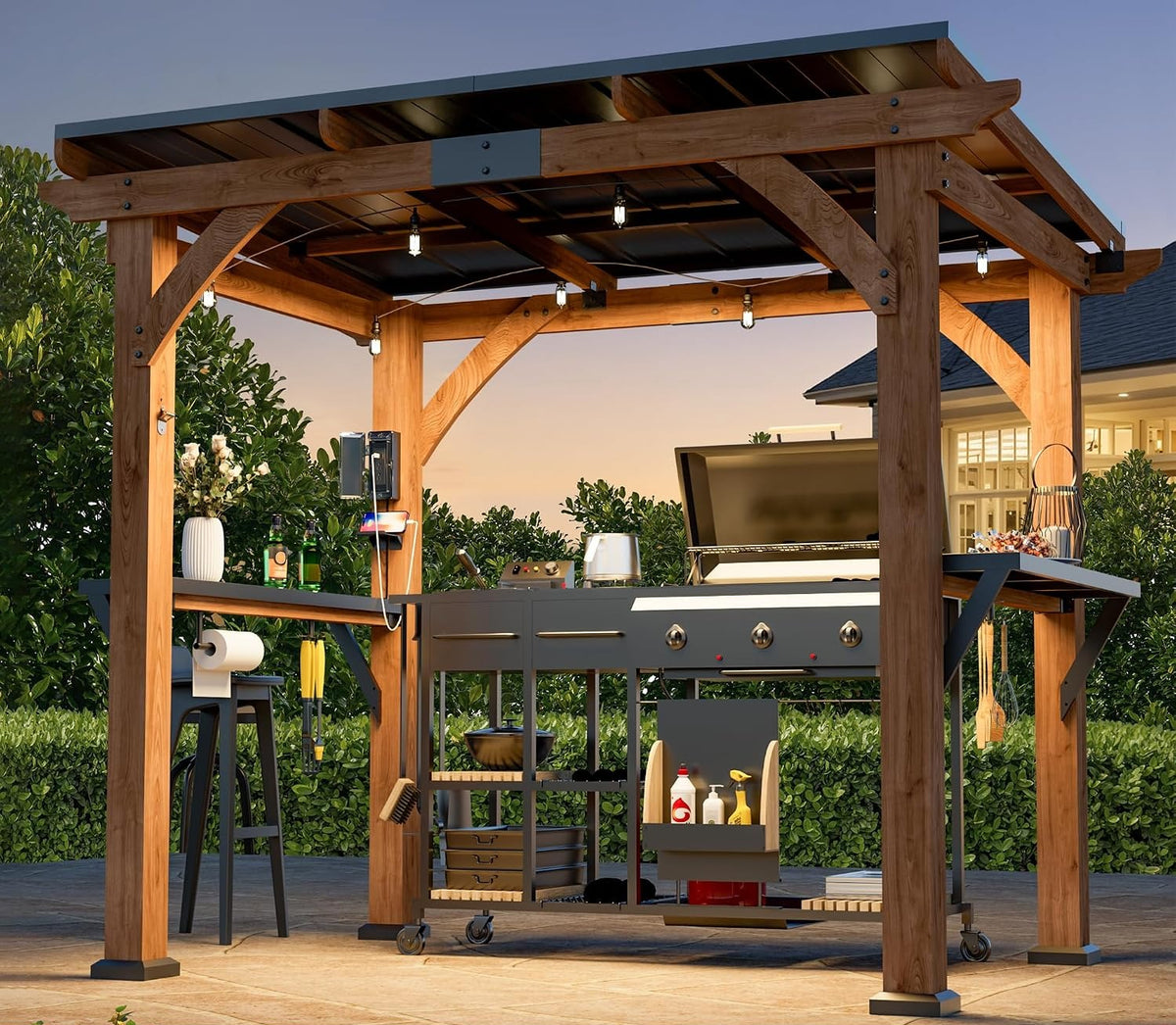 Modern Shade 6x8 Wood Grill Gazebo
