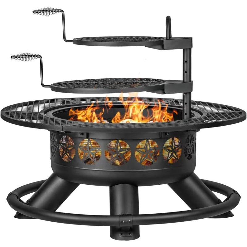 47" Large Fire Pit with 2 Grills